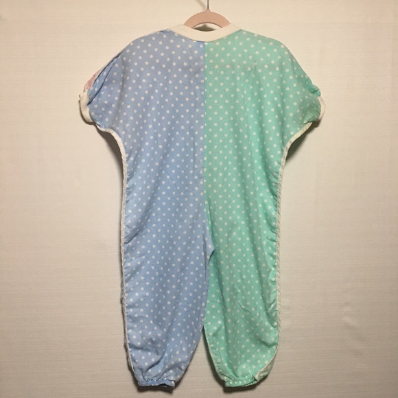 Vtg Precious Originals body suit romper polkadot zips pink blue green white 3T - Picture 4 of 14